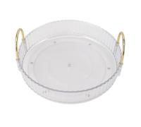 Rotating Storage Tray | 360 Degree Clear Desktop Organizer for Cosmetics/Bathroom/Bedroom | Spill - Proof & Space Saving with Dual Handles (White)