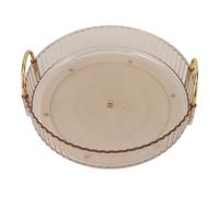 Rotating Storage Tray | 360 Degree Clear Desktop Organizer for Cosmetics/Bathroom/Bedroom | Spill - Proof & Space Saving with Dual Handles (Yellow)