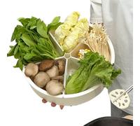Rotating Storage Vegetable Tray, Snack Serving Tray with Compartments, Multi-Functional Serving Bowl, 31,5 x 31,5 x 8 cm, Stylish Divided Serving Tray with Five Compartments Perfect for Veggies