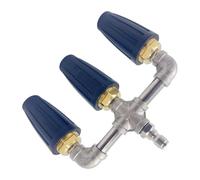 Rotating Triple Nozzle For Pressure Washer | Brass + SS + Aluminum, 1/4 Inch, 4000 PSI | Replacement Spray Tip For Deck, Floor, Window & Car Wash | 3-in-1 High Pressure Cleaning Attachment