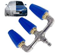 Rotating Triple Nozzle For Pressure Washer | Brass + SS + Aluminum, 1/4 Inch, 4000 PSI | Replacement Spray Tip For Deck, Floor, Window & Car Wash | 3-in-1 High Pressure Cleaning Attachment
