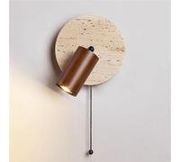 Rotating Wall, Natural Yellow Travertine Wall Lamp, Wood Wall Light with Switch, Indoor Stone Wall Mount Light, Wall Decor for Bedroom, Bedside Lighting Decoration(Walnut)