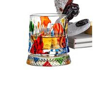 Rotating Whiskey Glass - Relieves Stress 360, Crystal Rock Tumbler Shape, 270ml Capacity + 10.5cm Height Base, Durrable Grade Material Cup - For Alcohol Drinking & Home Bar Lounge