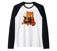 Roter Panda Mit Nudeln Ramen Kawaii Roter Panda Camiseta Manga Raglan