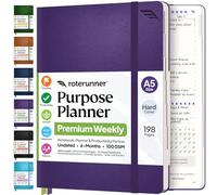Roterunner Agenda de propósito, A5, 5.8 x 8.3 pulgadas, sin fecha, 2026, diario, semanal y mensual, herramienta de establecimiento de objetivos de productividad para el trabajo, hogar, planificador de
