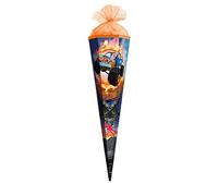 ROTH Bolsa de regalo pequeña Monster Truck Fire 50 cm - 6 cuadrados con cierre de tul - Bolsa de azúcar para comienzo del colegio