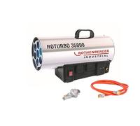 ROTHENBERGER 1500000363 Industrial Gas - Heiz - Kanone / Gebläse RoTurbo 35000 inkl. Piezo-Zündung , Schlauch , Schlauchbruchsicherung & Regler 34,0 kW