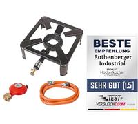 ROTHENBERGER Industrial Hockerkocher inkl. 1,5 m Propan-Gas-Schlauch & Propan-Konstantregler für Camping, Outdoor, 1500001392
