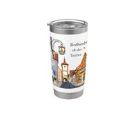 Rothenburg ob der Tauber, Baviera, Alemania, dibujo a mano Vaso térmico de acero inoxidable de doble pared