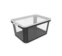 Rotho Albris Caja de almacenaje de 45 l con tapa, plástico (PP reciclado), transparente/negro, 45 l (57,0 x 39,2 x 27,0 cm), no aplicable