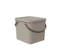 Rotho Albula Caja de almacenaje de 40 l con tapa, plástico (PP reciclado), cappuccino, 40 l (40,0 x 40,0 x 34,0 cm)