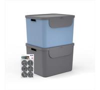 Rotho Albula Cubo de Basura Cocina Papelera Baño Apilable 2 x 40 L con Tapa