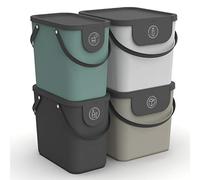 Rotho Albula Juego de 4 sistemas de separación de residuos 2x25l + 2x40l para la cocina, Plástico (PP) sin BPA, multicolor, 2x25l + 2x40l (43.5 x 36.5 x 47.6 cm)