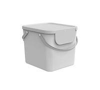 Rotho Albula - Cubo de basura con tapa, 50 l, se puede utilizar como tapa basculante o abatible, plástico (PP reciclado), color blanco, 40 l (40,0 x 35,8 x 34,0 cm), no aplicable