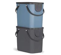Rotho Albula Juego de 2 sistemas de separación de residuos 25l para la cocina, Plástico (PP) sin BPA, antracita/azul, 2 x 25l (40.0 x 23.5 x 34.0 cm)