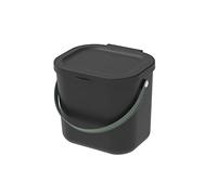 Rotho Albula Papelera ecológica 6l con Tapa para la Cocina, Plástico (PP Reciclado), Negro, 6l