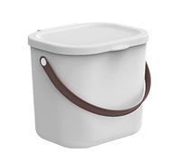Rotho Albula - Recipiente de almacenamiento con tapa, 6 L, sistema de almacenamiento, con asa de plástico reciclado, sin BPA (blanco mate)