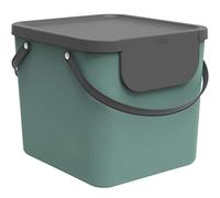 Rotho Albula - Sistema de Separación de Residuos 40 L para la Cocina, Plástico (PP) sin BPA, Verde Oscuro/Gris Antracita, 40 L (40.0 x 35.8 x 34.0 cm)