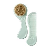 Rotho Babydesign Peine y Cepillo de cerdas naturales, Cuidado del cabello para los bebés a partir de 0 meses, Swedish green (Verde), 20447026601