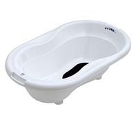 Rotho Babydesign TOP Bañera, Con alfombra antideslizante y tapón de drenaje, 0-12 Meses, TOP, White, 200010001