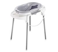 Rotho Babydesign TOP Estación de Baño, Con bañera para bebés, Soporte de baño, Inserto de baño y Manguera de derenaje, 0-12 Meses, Stone Grey (Gris), 21042 0286 01