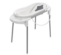 Rotho Babydesign TOP Xtra Set de Baño con Bañera y Soporte, Ideal para 2 niños, 0-12 Meses, Blanco, 21041000101