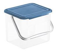 Rotho Basic Caja de Almacenamiento de 4.5l con Tapa y asa, Plástico (PP) sin BPA, Transparente/Azul, 3kg/5l
