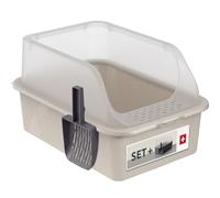 Rotho Bonnie Plus - Caja de arena para gatos con borde alto y pala | Inodoro abierto para gatos con entrada baja, fácil de limpiar, para gatos y gatos adultos