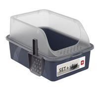 Rotho Bonnie Plus - Caja de arena para gatos con borde alto y pala | Inodoro abierto para gatos con entrada baja, fácil de limpiar, para gatos y gatos adultos