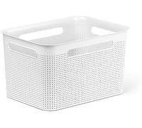 Rotho Brisen caja grande de almacenamiento de 16l con 4 asas, Plástico (PP) sin BPA, blanco, 16l (36.0 x 26.2 x 21.1 cm)