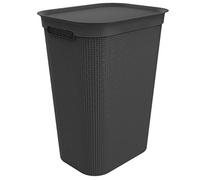 Rotho Brisen - Cesto para la Ropa Sucia con Tapa, 50 L, de plástico de Polipropileno, Negro, 50 Liter (43 x 34 x 53 cm)