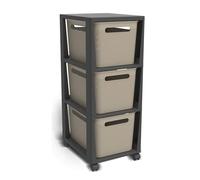 Rotho Brisen Roll contenedor con 3 cajones, plástico (polipropileno reciclado), capuchino, 3 x 16 l (36,6 x 30 x 77 cm)