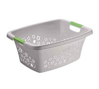 Rotho Flowers Cesta de lavandería 50l con 4 asas, Plástico (PP) sin BPA, gris, 50l (65.1 x 48.6 x 26.2 cm)