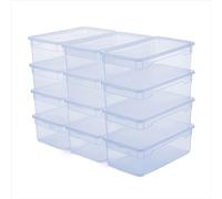Rotho CLEAR Box - Juego de 12 cajas de almacenaje (5 L, con tapa, apilables, ahorro de espacio, 33 x 19 x 11 cm), color azul transparente