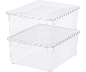 Rotho Clear Juego de 2 cajas de almacenamiento de 18l con tapa, Plástico (PP) sin BPA, transparente, 2 x 18l (40.0 x 33.5 x 17.0 cm)