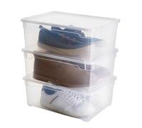 Rotho Clear Juego de 3 cajas de almacenamiento de 10l con tapa, Plástico (PP) sin BPA, transparente, 3 x 10l (36.0 x 26.0 x 14.0 cm)