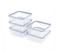 Rotho Clic & Lock conjunto de 5 recipientes de plástico para almacenar alimentos, herméticos y 100% a prueba de fugas, con cierre de clip y sello de silicona, ajustados 5x 0,8 l, azul transparente