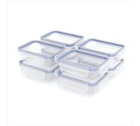 Rotho Clic & Lock, juego de 8 recipientes de plástico para almacenar alimentos, herméticos y 100% a prueba de fugas, con cierre de clip y sello de silicona, montado 8x 0,5 l, azul transparente