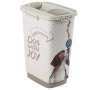 Rotho Cody - Recipiente de Comida para Mascotas de 25 Litros con Tapa y Vertedor, Plástico (PP) sin BPA, Gris Antracita/Blanco, 25 L (33.0 x 25.0 x 46.3 cm)