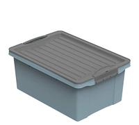 Rotho Compact Caja de almacenamiento 13l con tapa, Plástico (PP reciclado) sin BPA, azul/antracita, A4/13l (39.5 x 27.5 x 18.0 cm)