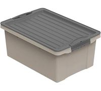Rotho Compact Caja de almacenamiento 13l con tapa, Plástico (PP reciclado) sin BPA, capuchino/antracita, A4/13l (39.5 x 27.5 x 18.0 cm)