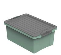 Rotho Compact Caja de almacenamiento 13l con tapa, Plástico (PP reciclado) sin BPA, verde/antracita, A4/13l (39.5 x 27.5 x 18.0 cm)