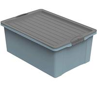 Rotho Compact Caja de almacenamiento 38l con tapa, Plástico (PP reciclado) sin BPA, azul/antracita, A3/38l (57.0 x 40.0 x 25.0 cm)