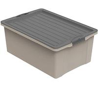Rotho Compact Caja de almacenamiento 38l con tapa, Plástico (PP reciclado) sin BPA, capuchino/antracita, A3/38l (57.0 x 40.0 x 25.0 cm)