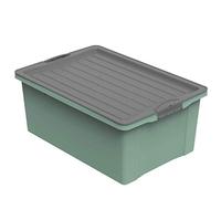 Rotho Compact Caja de almacenamiento 38l con tapa, Plástico (PP reciclado) sin BPA, verde/antracita, A3/38l (57.0 x 40.0 x 25.0 cm)