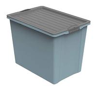 Rotho Compact Caja de almacenamiento 70l con tapa y ruedas, Plástico (PP reciclado) sin BPA, azul/antracita, A3/70l (57.0 x 39.5 x 43.5 cm)