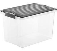 Rotho Compact Caja de almacenamiento de 19l con tapa, Plástico (PP) sin BPA, gris/transparente, A4/19l (39.5 x 27.5 x 27.0 cm)