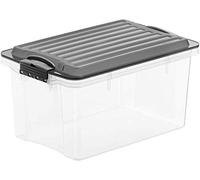 Rotho Compact Caja de almacenamiento de 4,5 l con tapa, Plástico (PP) sin BPA, gris/transparente, A5/4.5l (27.0 x 18.5 x 15.0 cm)
