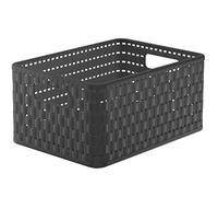 Rotho Country Caja de almacenamiento 11l en rattan-look, Plástico (PP) sin BPA, antracita, A5+/11l (32.8 x 23.8 x 16.0 cm)