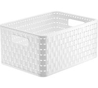 Rotho Country Caja de almacenamiento 11l en rattan-look, Plástico (PP) sin BPA, blanco, A5+/11l (32.8 x 23.8 x 16.0 cm)